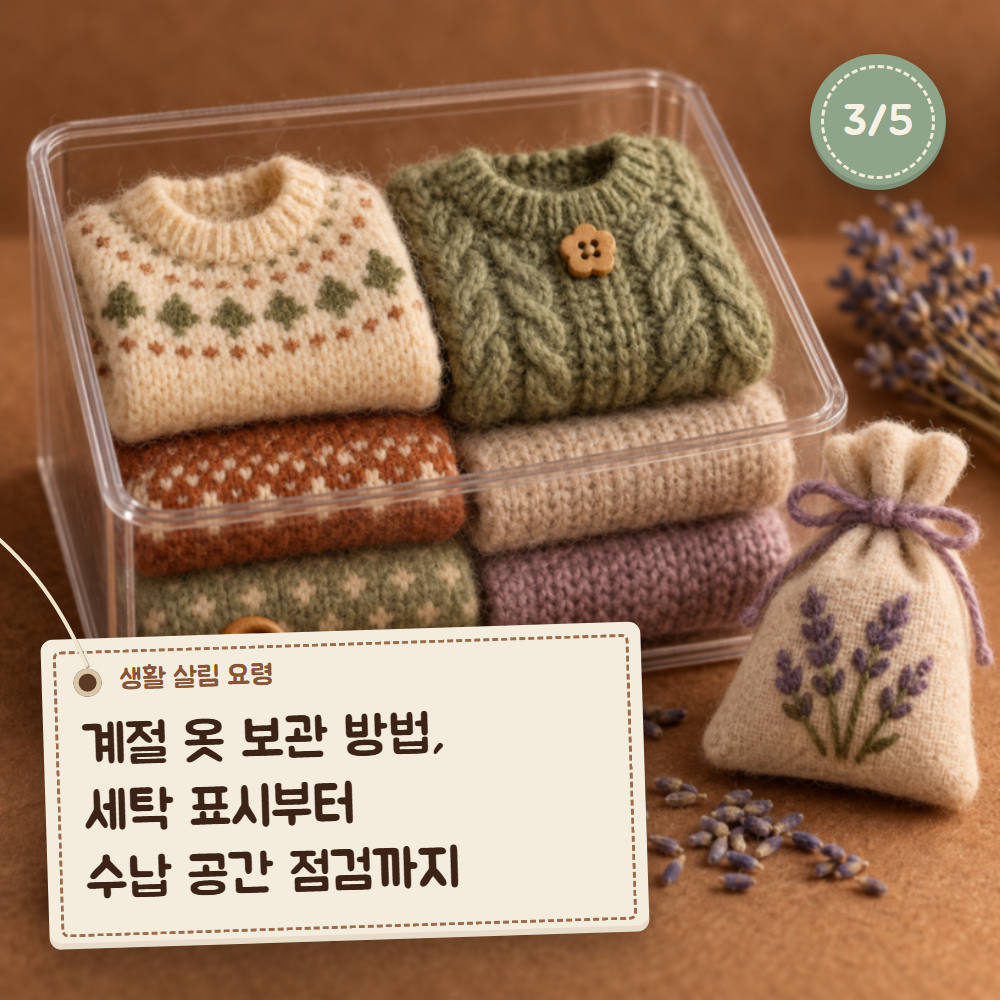 계절 옷 보관 방법, 세탁 표시부터 수납 공간 점검까지